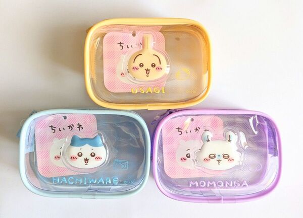 ちいかわ ぷっくりクリアミニポーチ うさぎ ハチワレ モモンガ 3種セット