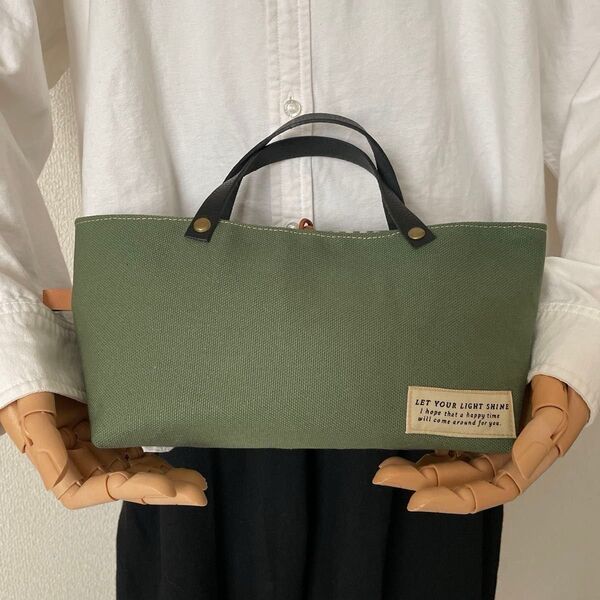 14.帆布生地 ミニトートバッグ ハンドメイド