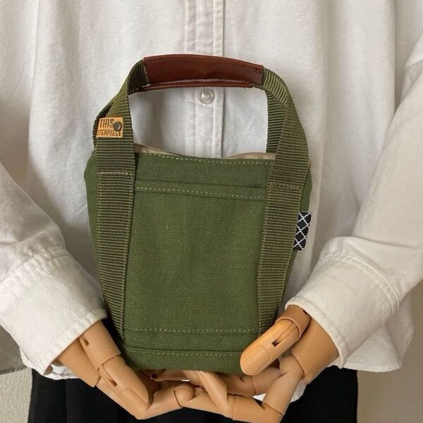 18.【訳あり】帆布生地 超ミニトートバッグ型ポーチ ハンドメイド