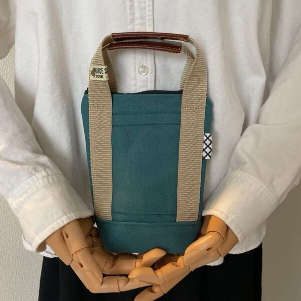 19.【訳あり】帆布生地 超ミニトートバッグ型ポーチ ハンドメイド