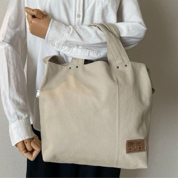 26. 【訳あり】帆布生地 トートバッグ 2wayトートバッグ ハンドメイド