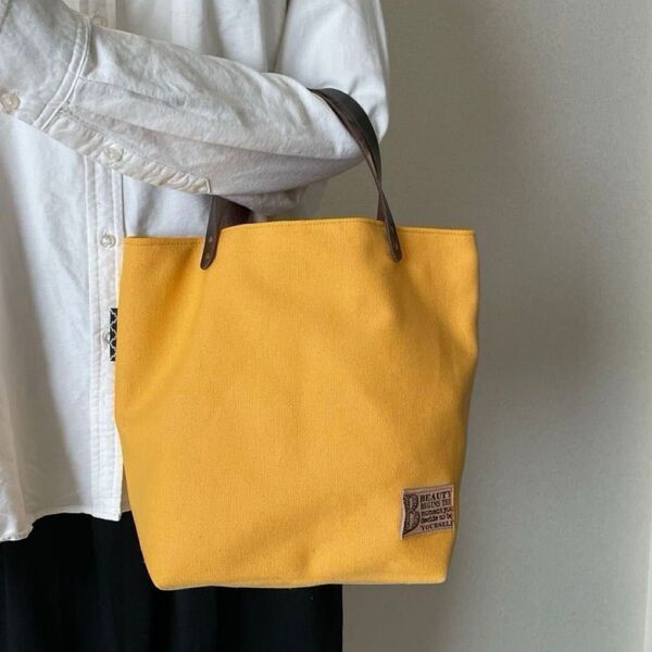 6. 帆布生地 トートバッグ ハンドメイド