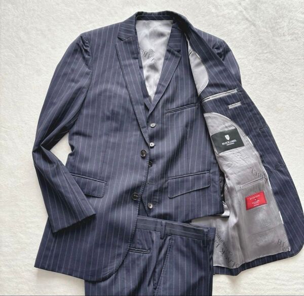 【美品】ブラックレーベルクレストブリッジ スリーピース スーツ 背抜き Lサイズ【40R】