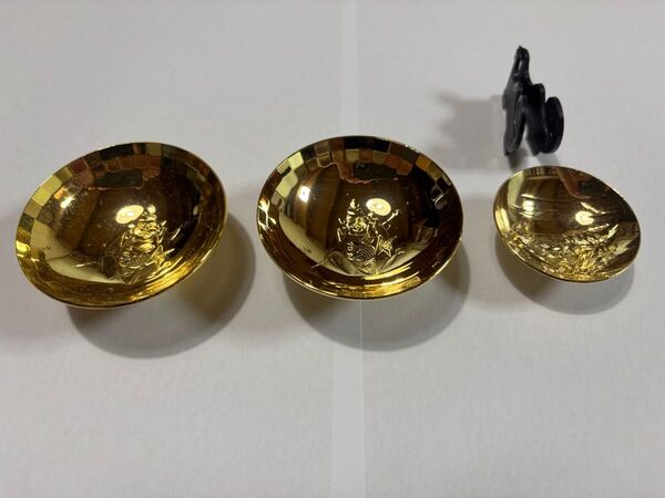 金杯3個セット 24K 金色の盃 酒器 縁起物 記念品