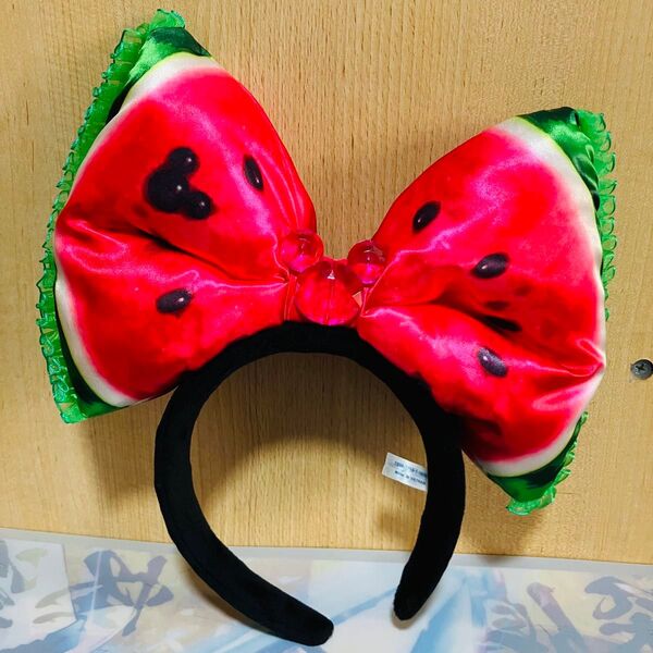 ミニー カチューシャ スイカ柄 ディズニー ミニーマウス リボン Disney