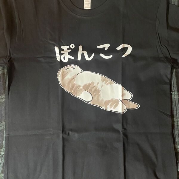おもしろ Tシャツ 黒 L 猫 ネコ