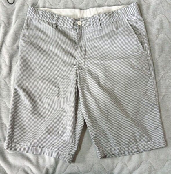 90s風ワークスタイル 希少!OLD UNIQLO ストライプショーツ メンズショートパンツ ハーフパンツ 夏服 夏物 短パン