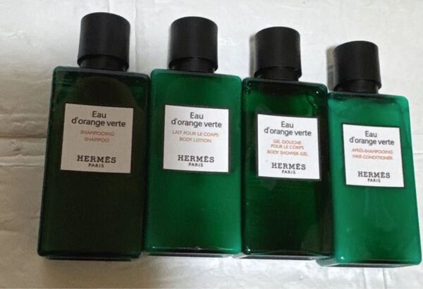 HERMES・エルメス。新品未開封 4点セット。シャンプー、コンディショナー,ボディローション、ボディソープ。船便OKな方50円引