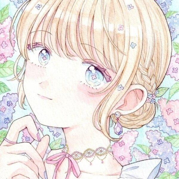 【ライラック】手描きイラスト 原画 ポストカードサイズ