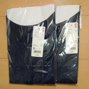ユニクロ エアリズム前開きUネックT8分袖 ネイビー XSサイズ 2枚セット