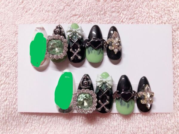 【現品】にじさんじ 叢雲カゲツ 推し 痛ネイル ネイルチップ 量産型 緑
