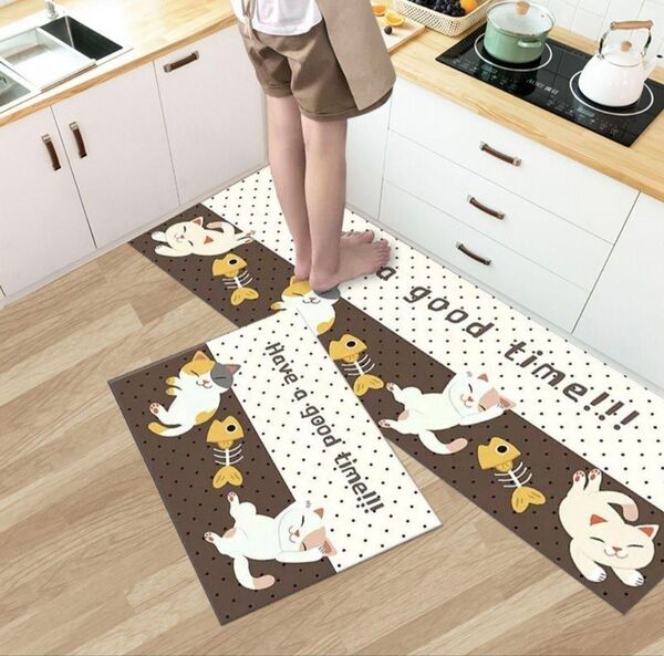 キッチンマット☆玄関マット☆バスマット☆キッチン☆模様替え☆2枚セット☆大小セット☆かわいい☆カジュアル