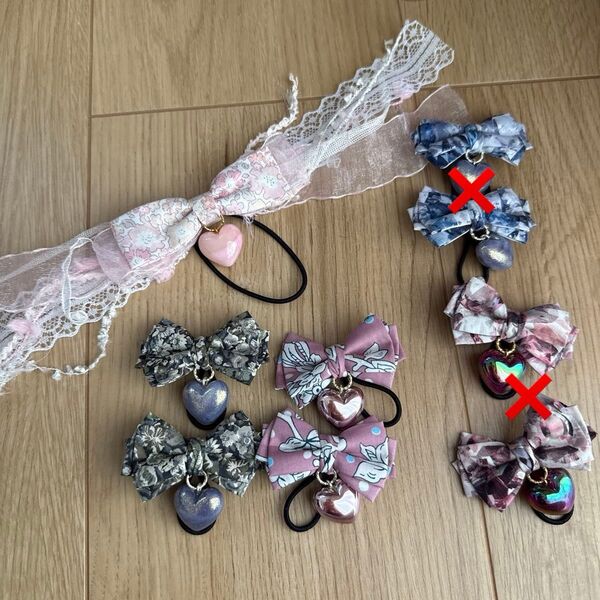 ハンドメイド ハンドメイドヘアアクセサリー ヘアアクセサリー ヘアゴム リボン ヘアアクセサリー キッズ 髪ゴム