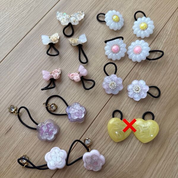 ハンドメイド ハンドメイドヘアアクセサリー ヘアゴム ツイン ヘアアクセサリー リバティ レジン