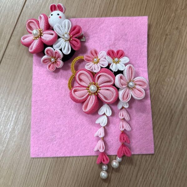 ハンドメイド 髪飾り 七五三 つまみ細工髪飾り ハンドメイドヘアアクセサリー つまみ細工