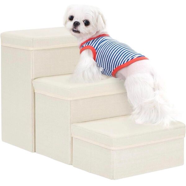 Uross 犬用階段 収納付き 3段 ペット用階段 ベッド用 耐荷重約30kg