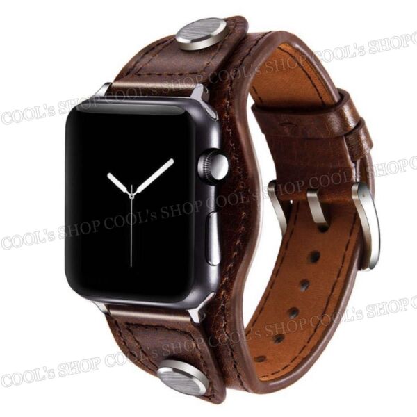 ブラウン Apple Watch 交換用 レザーバンド ベルト アップルウォッチ 茶色 バンド 本革 ステンレス コンパチブル