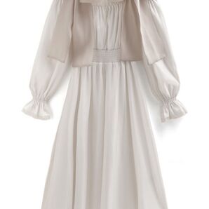 ワンピース シフォン素材 ガーリー パーティ ドレス ホワイト【着用1回美品