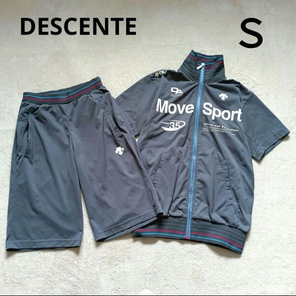 DESCENTE ムーブスポーツ 半袖 ハーパン ジャージ セットアップ S デサント グレー レディース 上下 セット