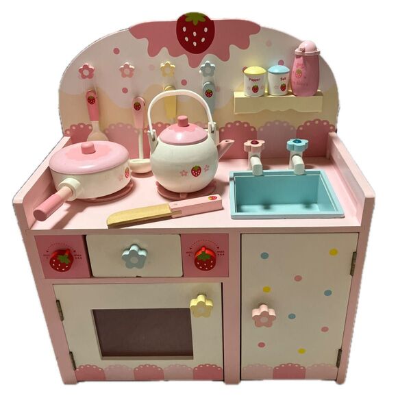 マザーガーデン 野いちご キッチン おままごと 木製 ピンク Mother garden 野いちごのおままごと キッチンセット