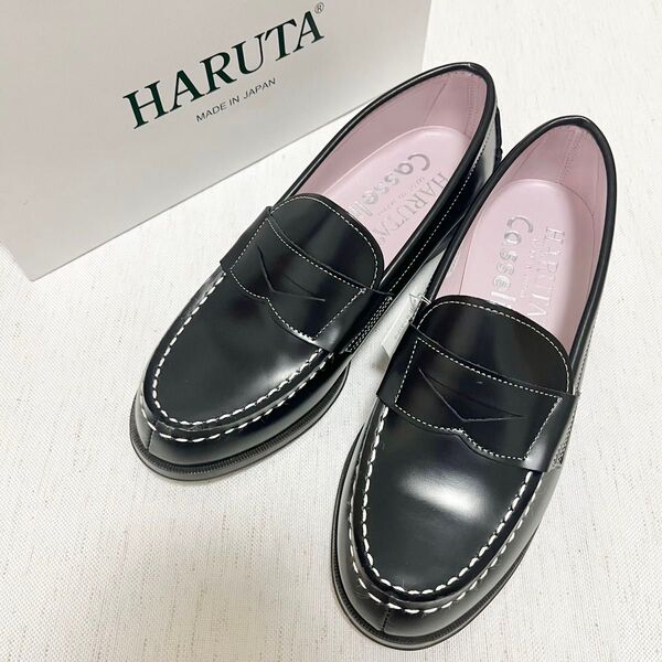 【新品】HARUTA×Casselini コラボ コインローファー 24 黒