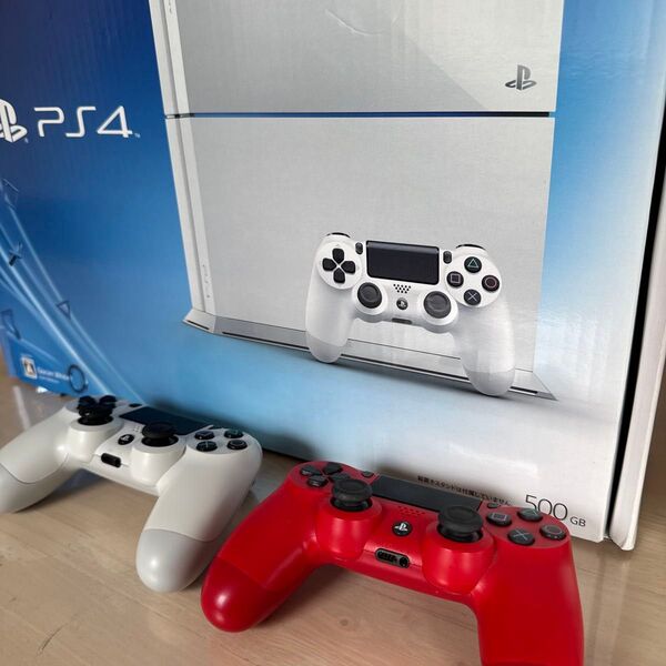 PS4 本体 グレイシャー・ホワイト 500GB コントローラー2つ付