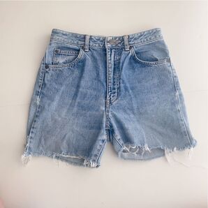 デニム ショートパンツ ダメージ加工 ライトブルー エドウィン EDWIN