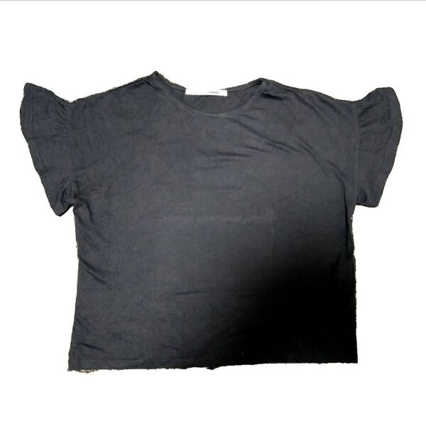 Green Parks RAYCASSIN FAVORI 袖フリルTシャツ F ネイビー