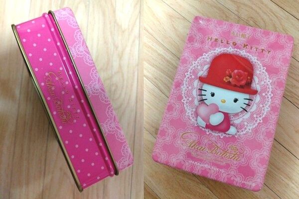◆サンリオハローキティ×しあわせの 赤い帽子 お菓子缶 空き缶 缶 小物入れ ケース◆※お菓子は付きませんのでご注意下さい※