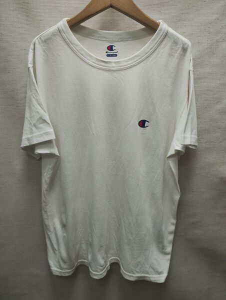 全国送料無料 チャンピオン Champion メンズ 白色 メンズ 半袖 ダブルドライ素材CワンポイントプリントTシャツ Mサイズ