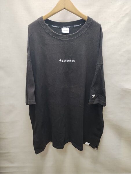 全国送料無料 コンバース CONVERSE メンズ 綿100%素材 半袖 黒色Tシャツ Lサイズ