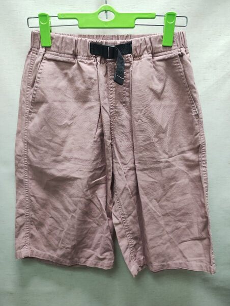 ほぼ新品 グローバル ワーク GLOBAL WORK 子供服 男&女の子 麻53%綿47%素材くすみピンクショートパンツ 160