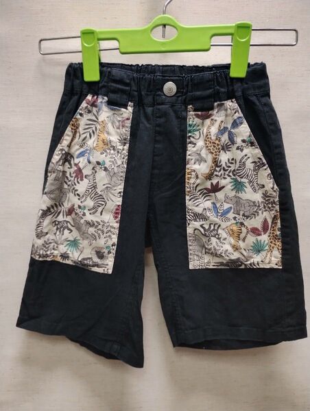 全国送料無料 ワスク WASK べべ 子供服 男&女の子 麻54%綿46% 素材 動物柄 ショートパンツ 120