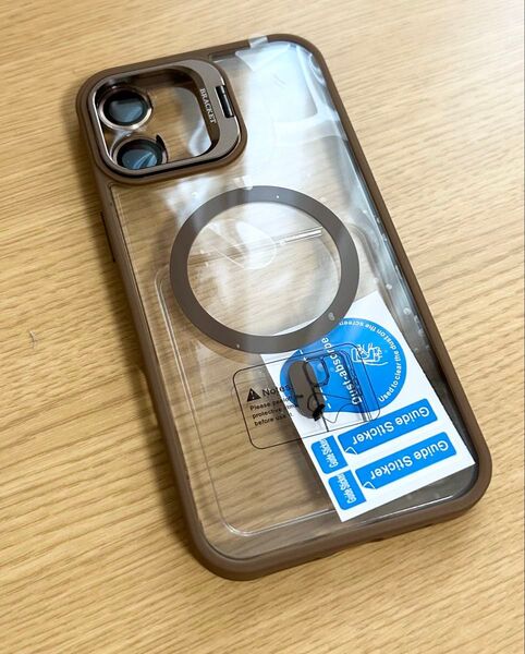 新品 シンプルマグネットメタルフレームレンズプロテクタースマホケース、iPhone 16 plus ブラウン