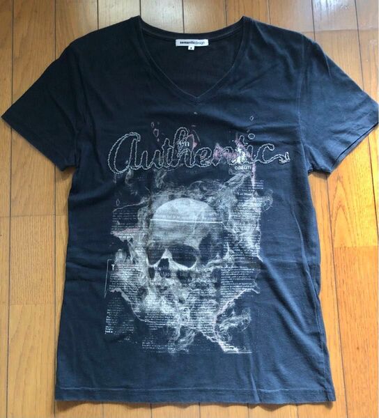 セマンティックデザイン スカルプリント Tシャツ チェーンロゴ 黒 S