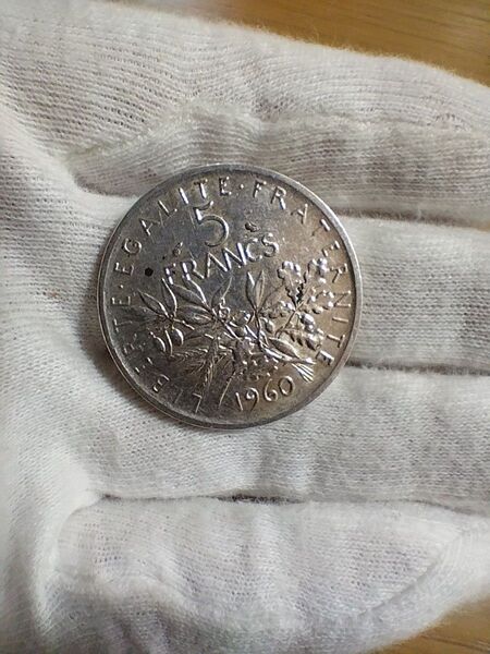 5フラン銀貨 アンティーク ヴィンテージ 古銭 1960年 種を蒔く人 フランス