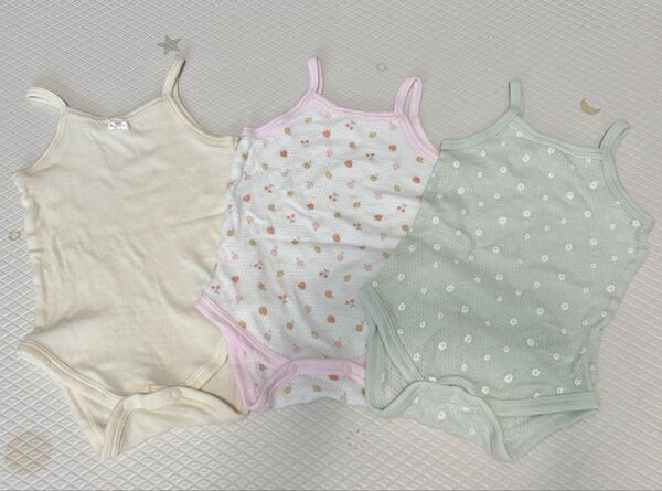 ベビー キャミソール ロンパース 肌着 3枚セット 70 コットン 綿 西松屋 綿100 女の子 ボディスーツ ベビー肌着