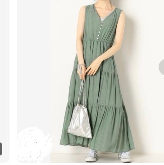 美品《archives》カーキ ノースリーブワンピース M 着心地◎