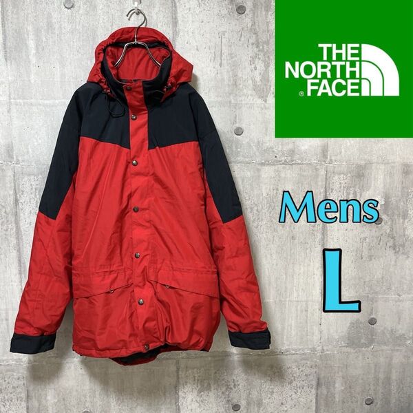 【訳あり特価】 ノースフェイス ダウンジャケット レッド×ブラック メンズL相当 THE NORTH FACE