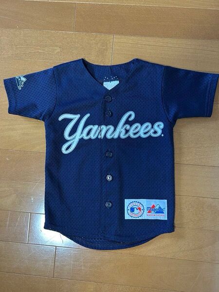 子供用服 S お洒落着 ニューヨークヤンキース Majestic ユニフォーム ベースボールシャツ 野球 キッズ