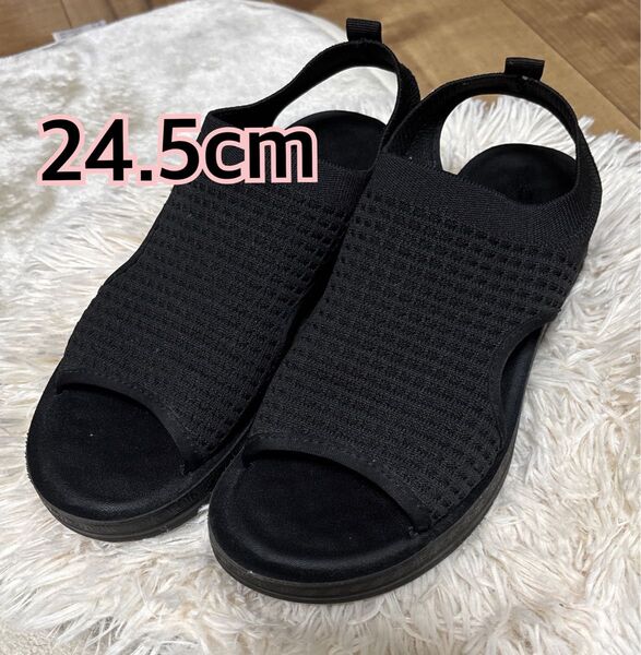 フラットサンダル【24.5cm】【LL】ブラック