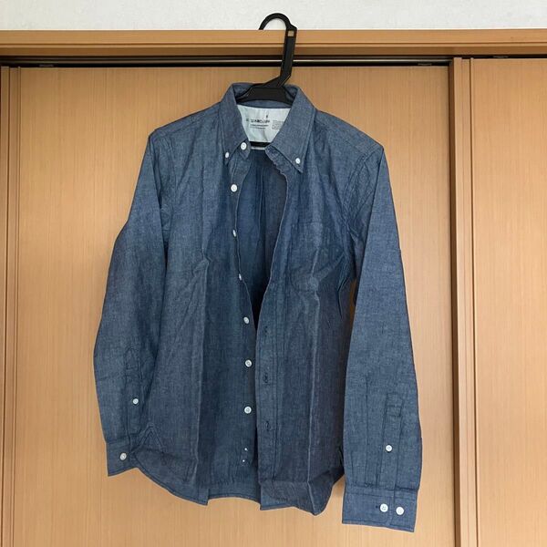シャンブレーボタンダウンシャツ Sサイズ 長袖 ネイビー