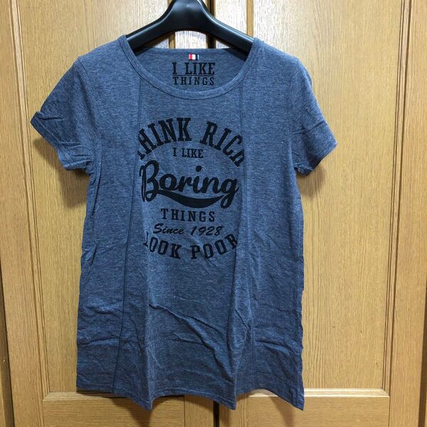半袖 カットソー Tシャツ トップス ロゴプリント ネイビー サイズM