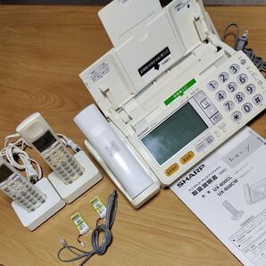 SHARP シャープ UX-850CW fappy FAX電話機 子機2台 充電池ELPA製2個 デジタルコードレスファクシミリ