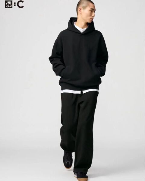 ユニクロC スウェットワイドパンツ ブラック M UNIQLO