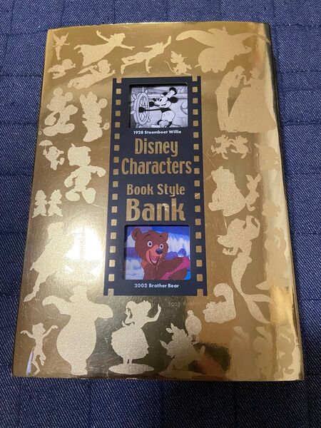 ディズニーキャラクター ブック型バンク 貯金箱 ゴールド