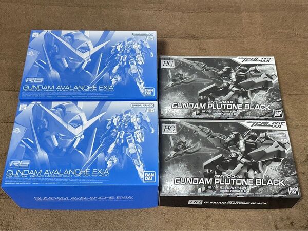 新品未開封 RG ガンダムアヴァランチエクシアダッシュ 2個 HG ガンダムプルトーネブラック 2個 セット