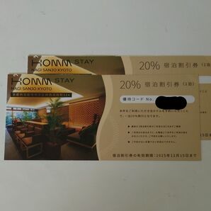 HOMMSTAY NAGISANJO 20%宿泊割引券 株主優待