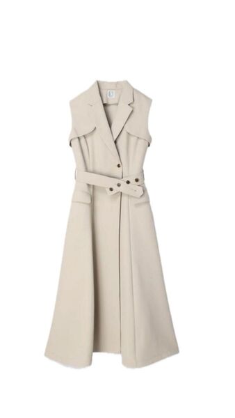L'AUBE BLANC Sleeveless Coat Dress ベージュ ワンピース ノースリーブ ベスト ジレ