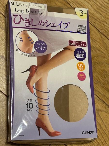 GUNZE ひきしめシェイプ パンティストッキング M〜L バーモンブラウン 3足組